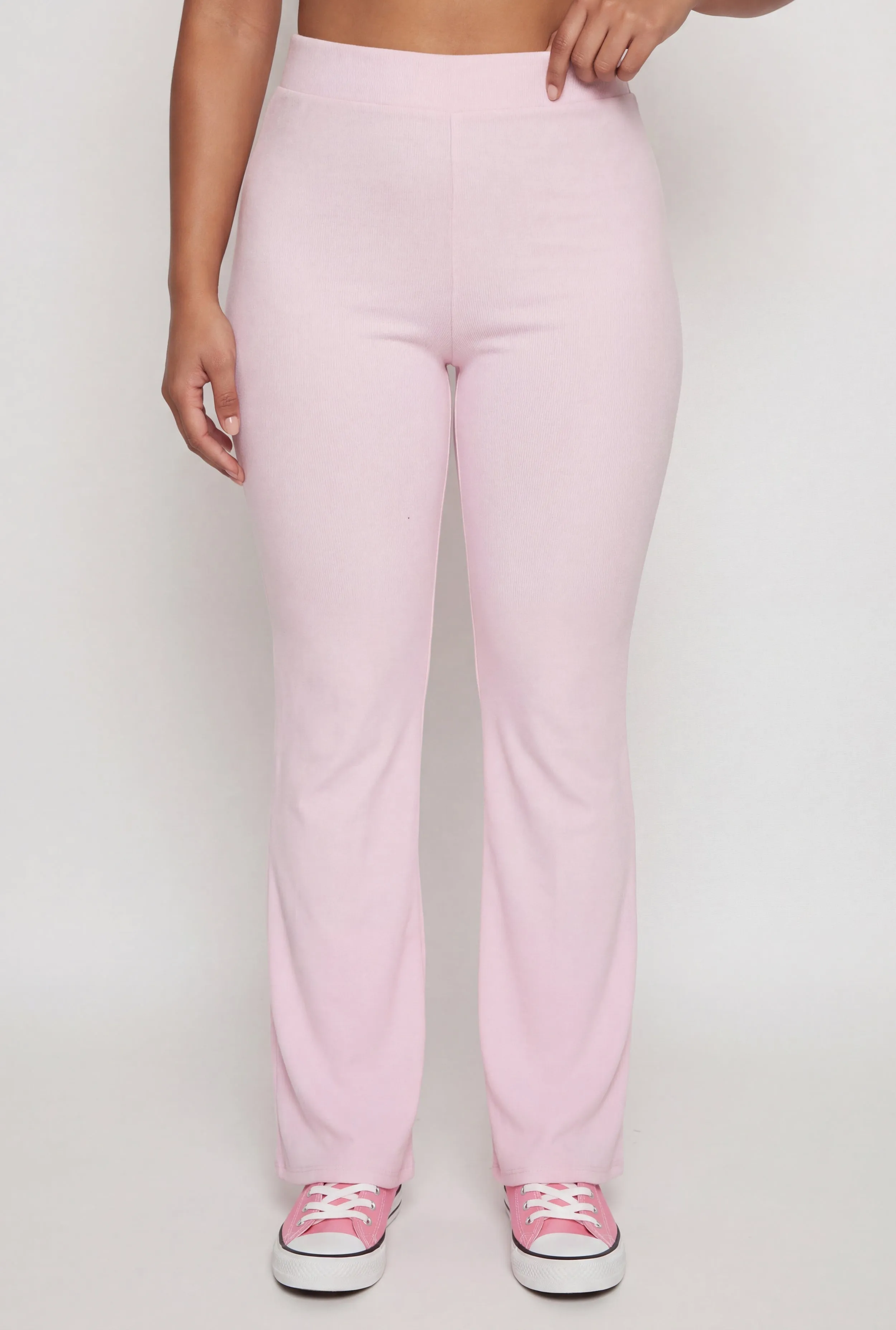 Plus Size Ribbed Knit High Waisted Straight Leg Casual Pants sold by Rainbow product image thumbnail 3