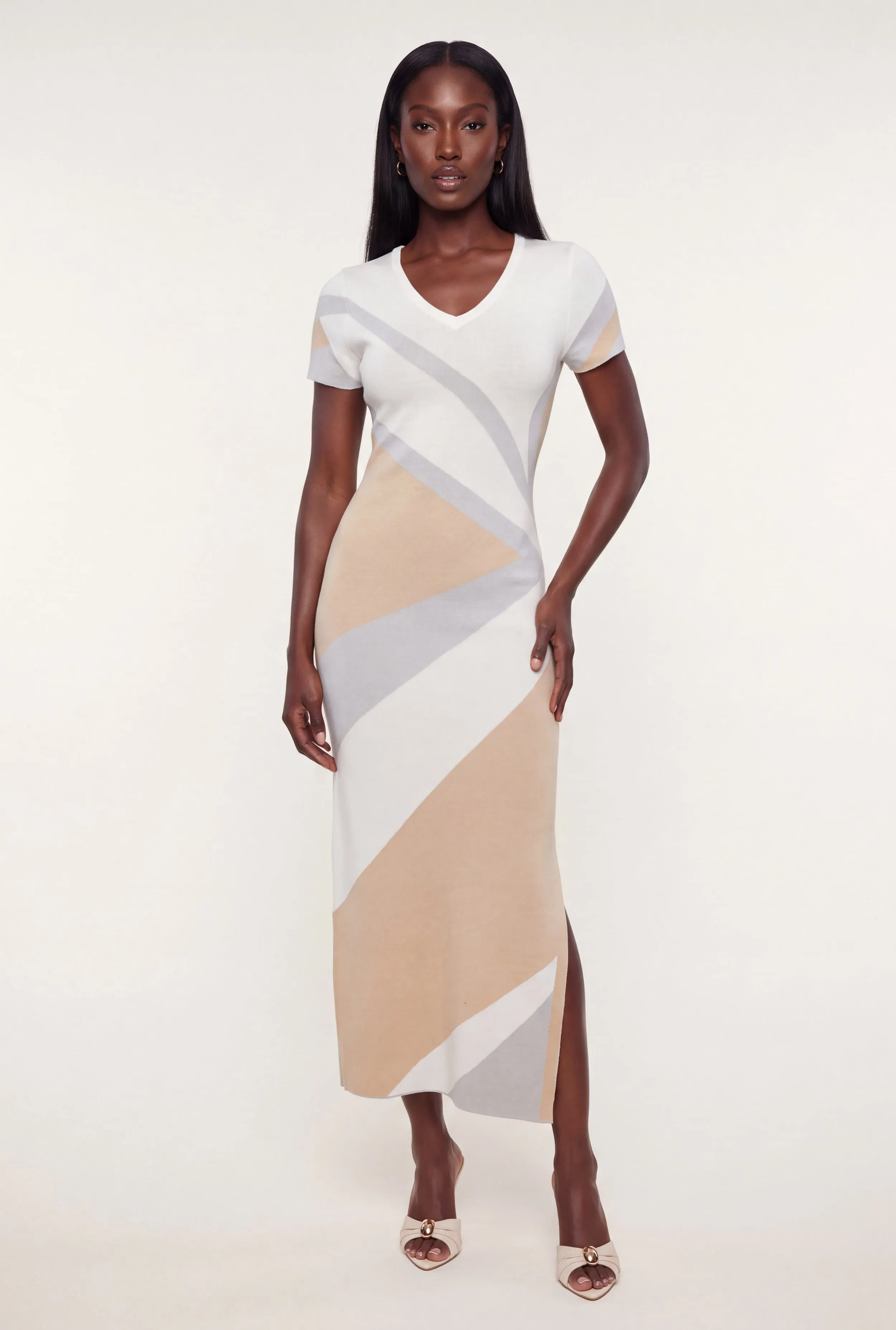 Color Blocked Side Slit Sweater Dress sold by Rainbow product image thumbnail 2