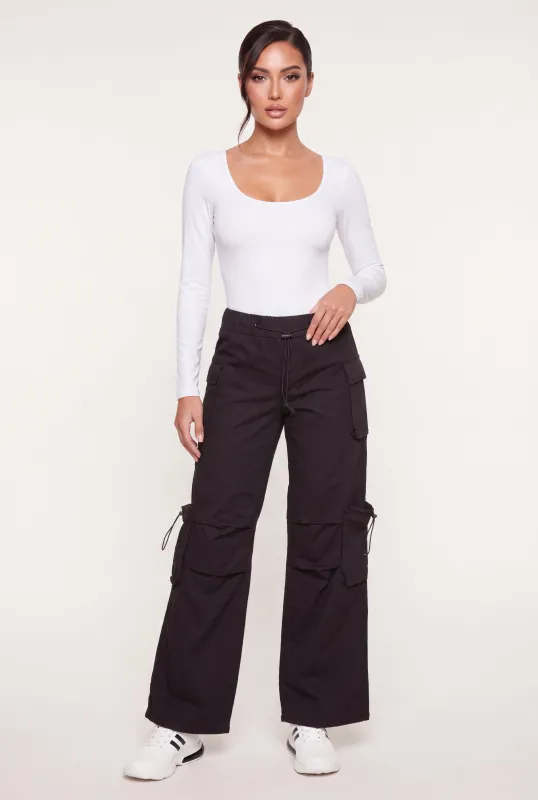 Toggle Drawstring Waist Cargo Pull On Pants made by Rainbow