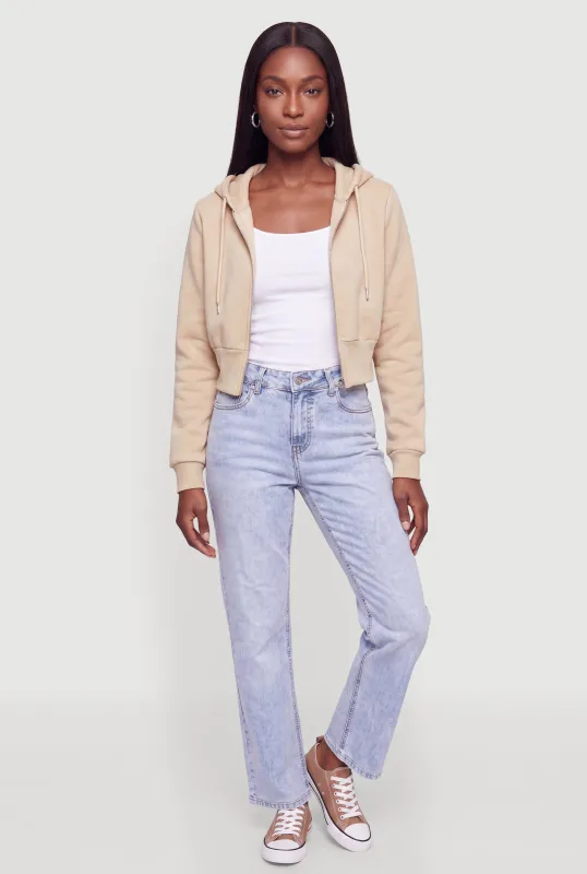Fleece Zip Front Cropped Hoodie made by Ambiance