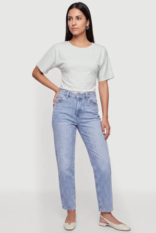 Side Ruched Crew Neck Short Sleeve T-Shirt made by Rainbow