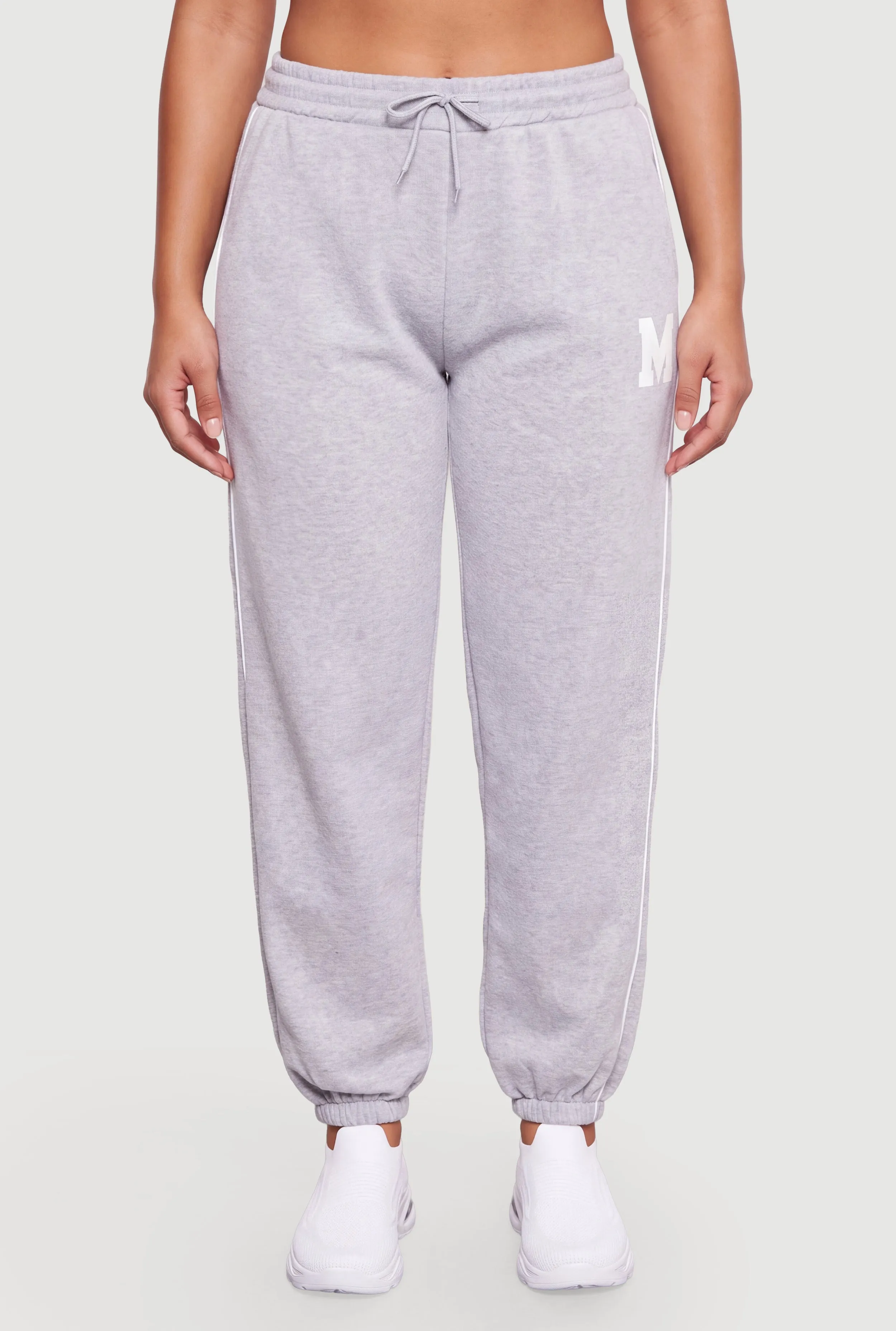 Plus Size Initial M Graphic Contrast Piping Sweatpants sold by Rainbow product image thumbnail 3