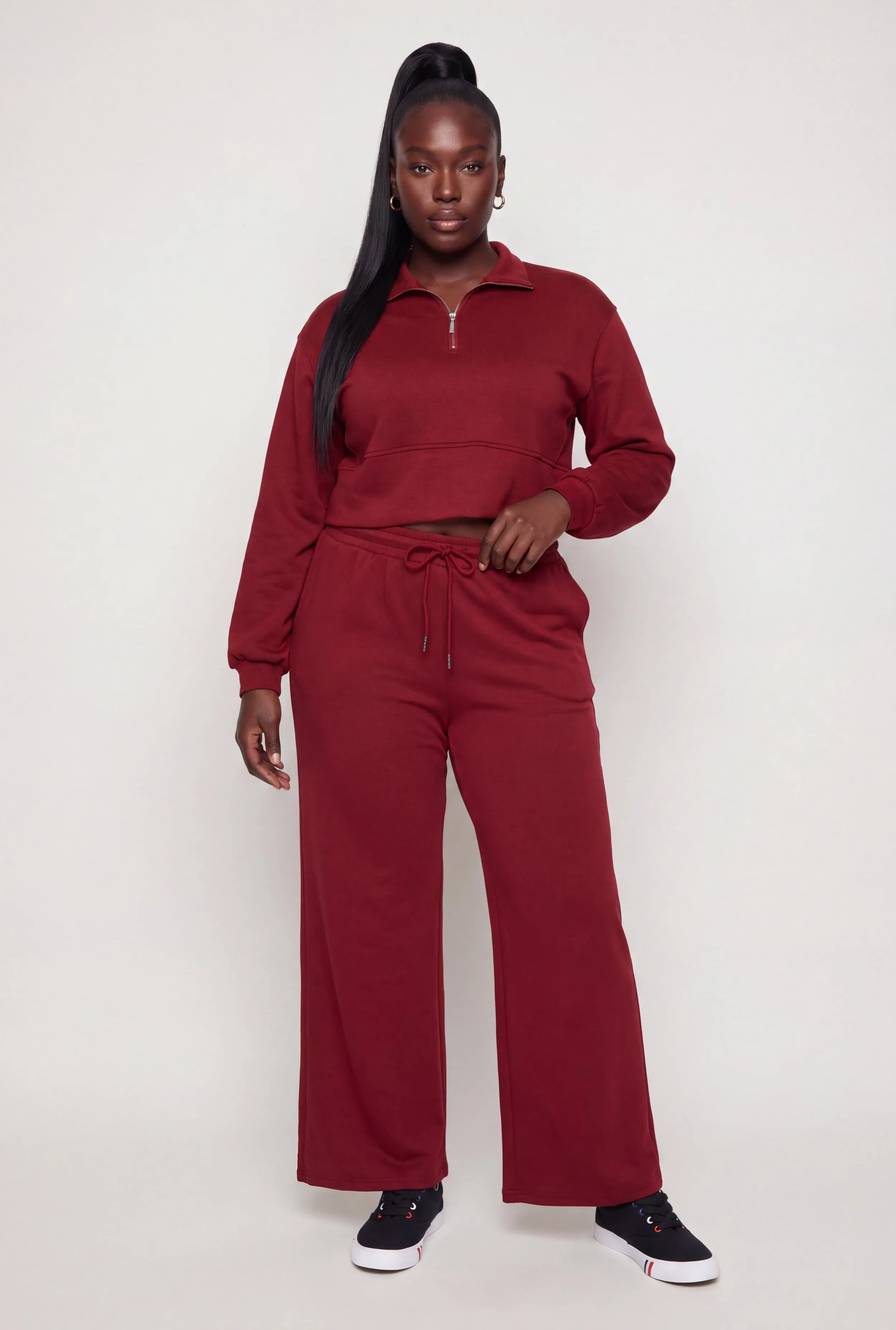 Plus Size Drawstring Waist Wide Leg Sweatpants sold by Rainbow product image thumbnail 3