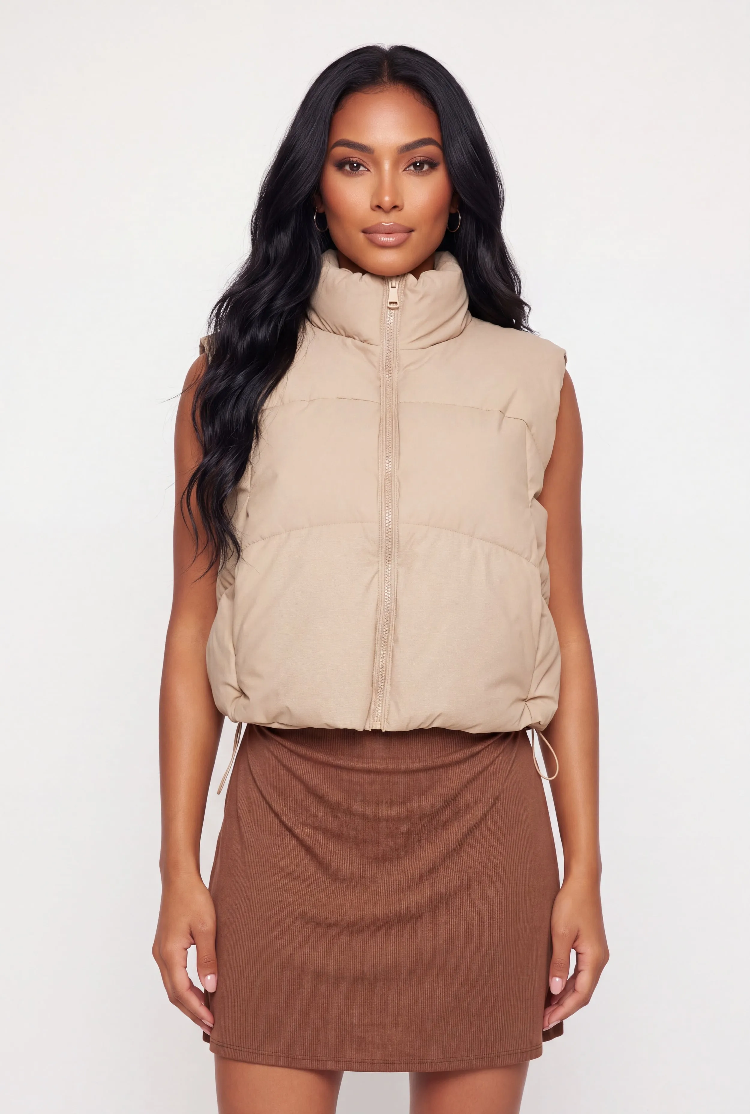 Faux Leather Zip Front Puffer Vest sold by Rainbow product image thumbnail 2