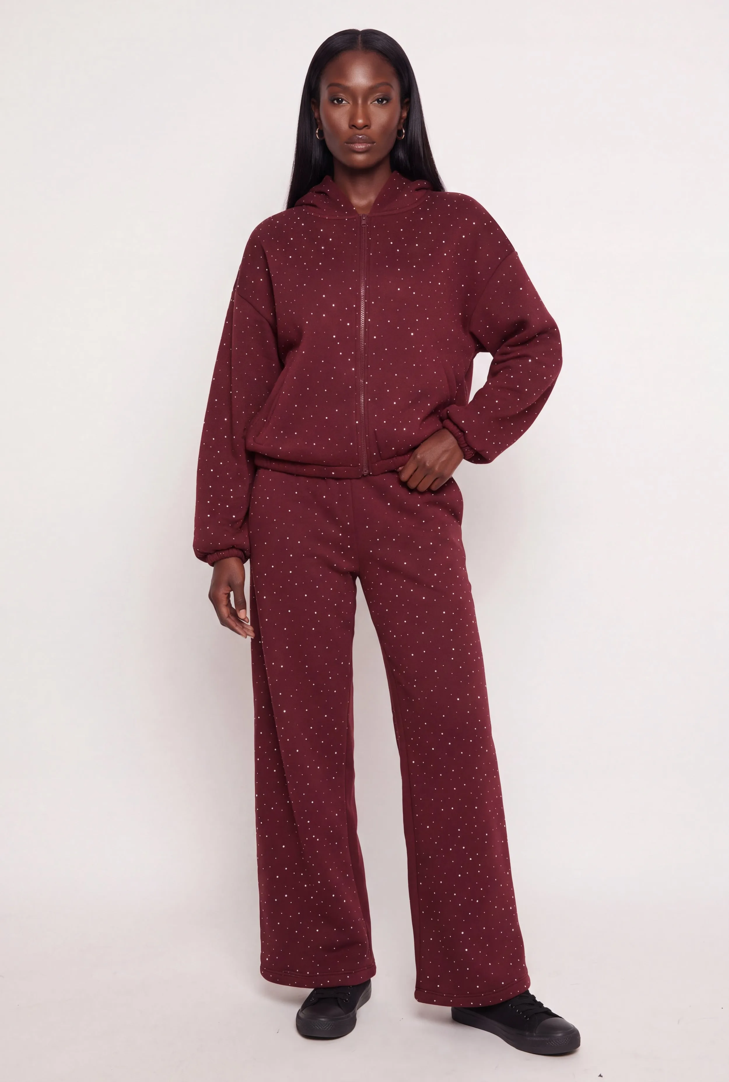 Wide Leg Fleece Sweatpants with Rhinestones sold by Rainbow product image thumbnail 2