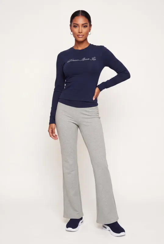 Contrast Waistband Fold Over Flared Pants made by iris