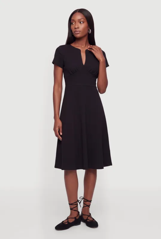 Button Back Keyhole Detail A Line Midi Dress made by Rainbow