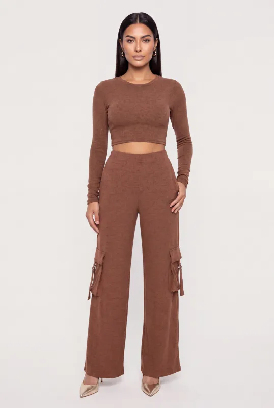 Mid Rise Wide Leg Pull On Cargo Pants made by Daisy