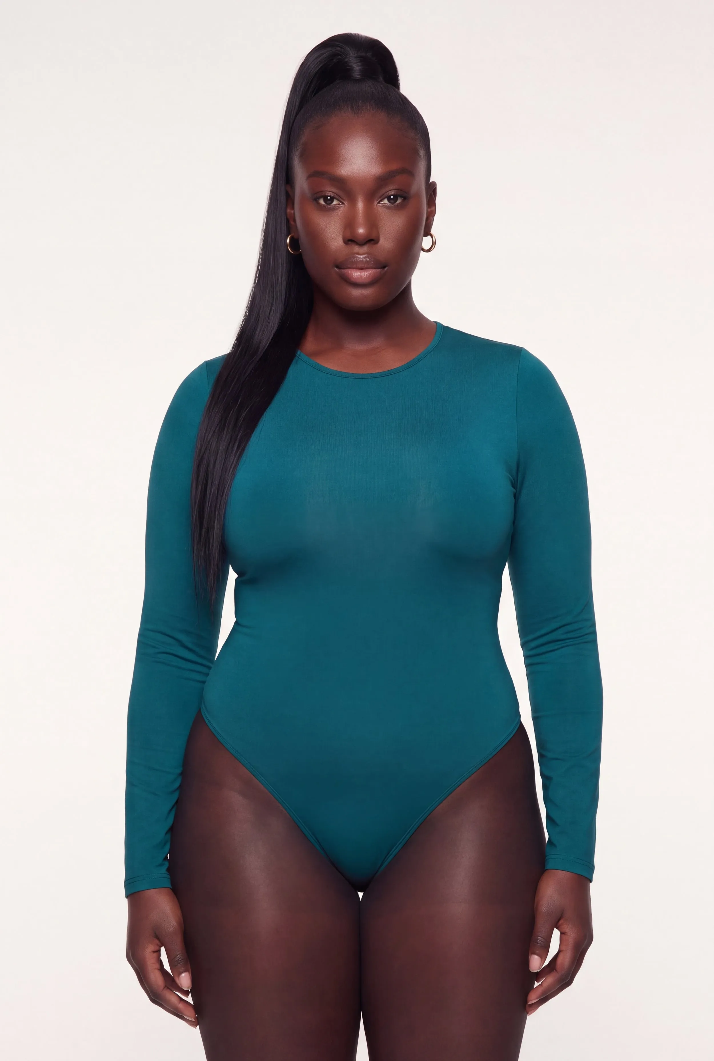 Plus Size Long Sleeve Solid Crew Neck Bodysuit sold by Rainbow product image thumbnail 2