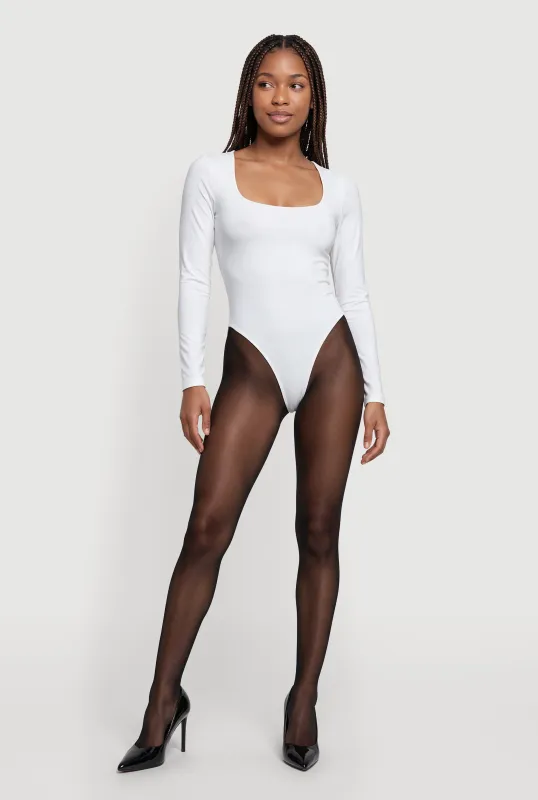 Long Sleeve Solid Scoop Neck Bodysuit made by Rainbow