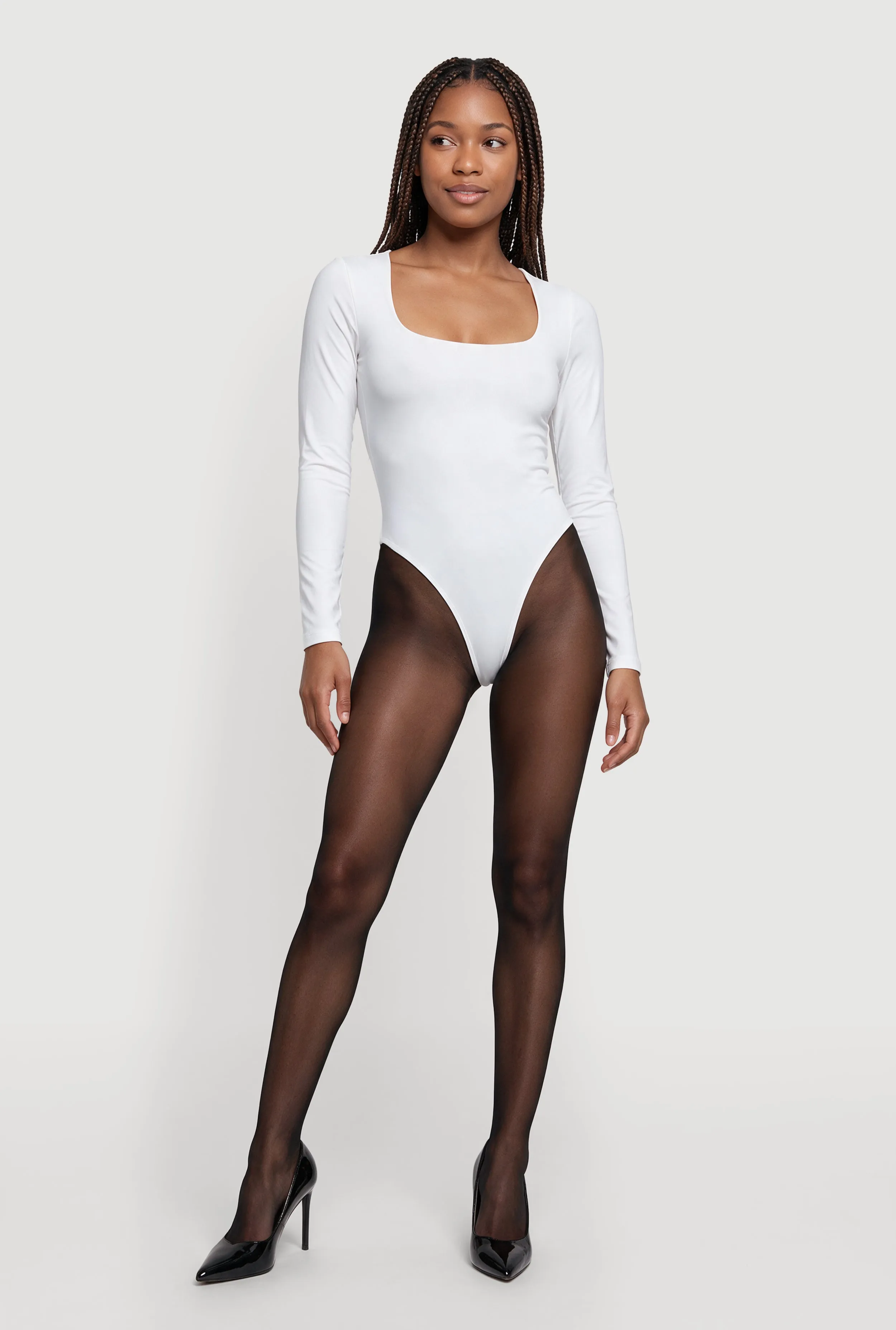 Long Sleeve Solid Scoop Neck Bodysuit sold by Rainbow