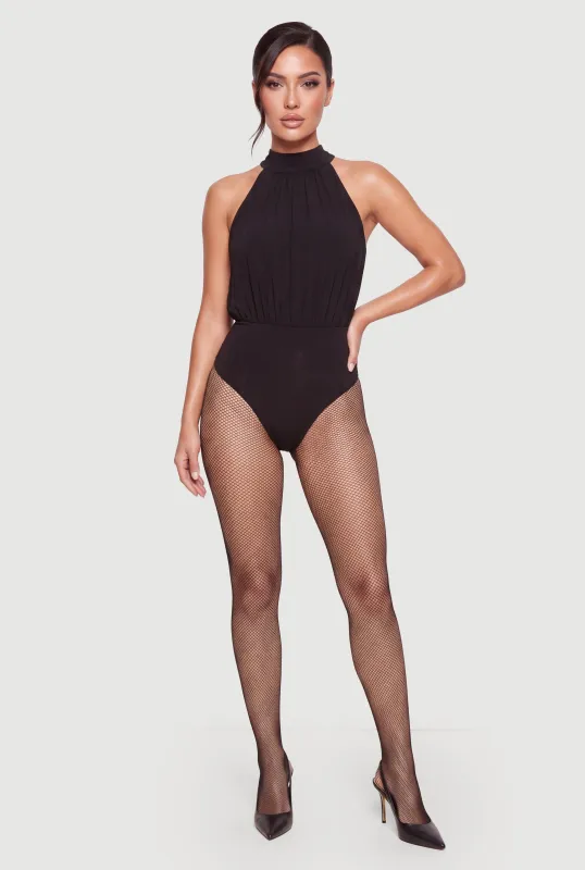 Mock Neck Sleeveless Bodysuit with Keyhole Back made by Rainbow