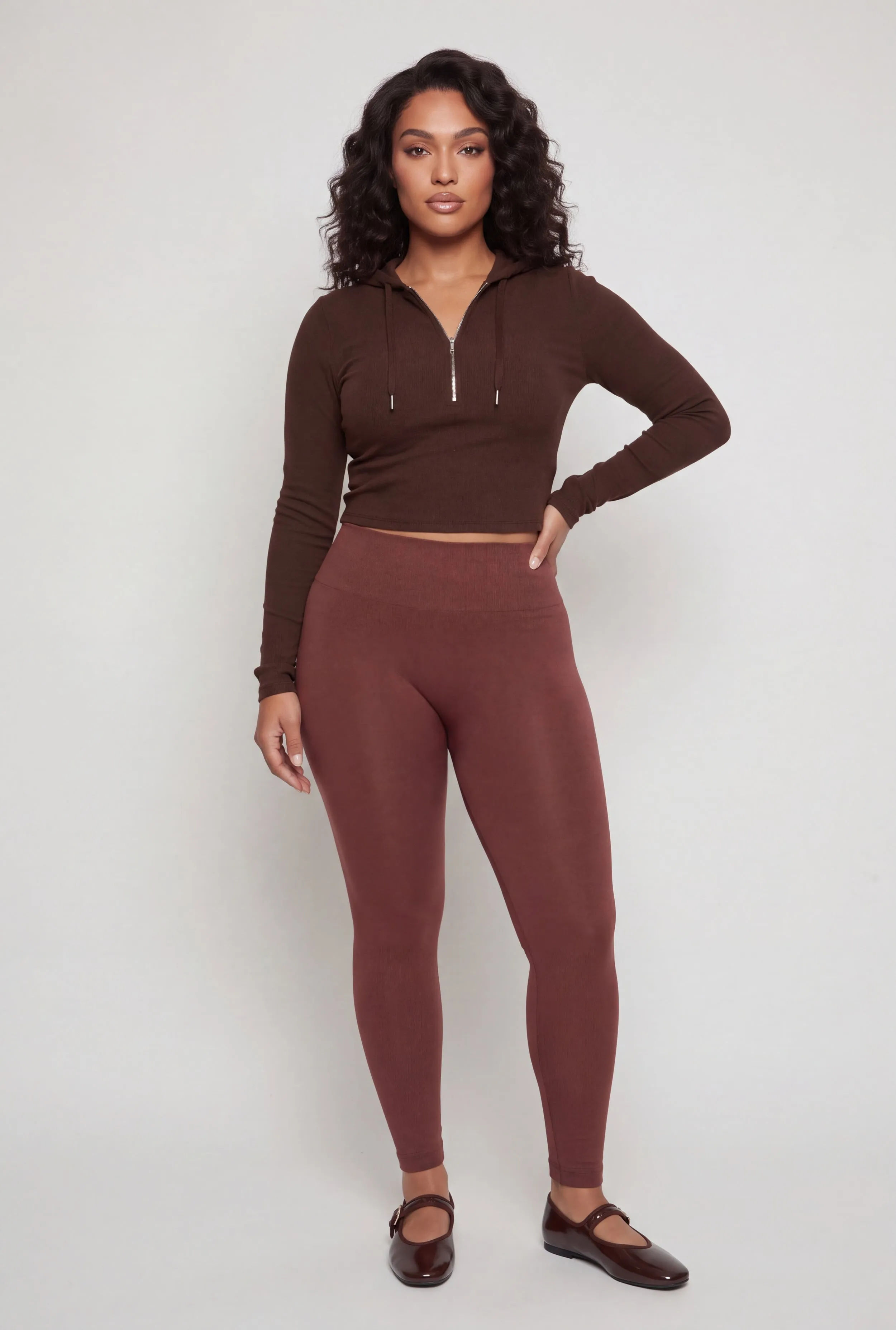 Plus Size High Waisted Fleece Lined Seamless Leggings sold by Rainbow product image thumbnail 4