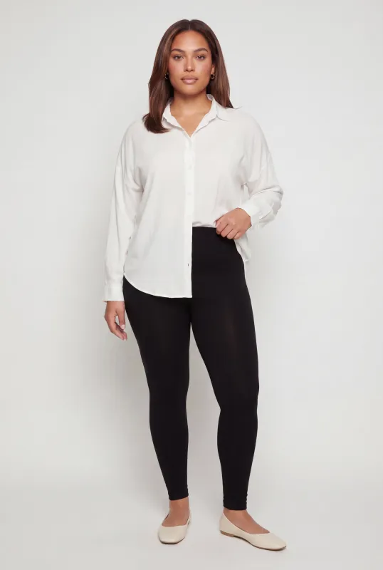 Plus Size High Waisted Fleece Lined Seamless Leggings made by Rainbow