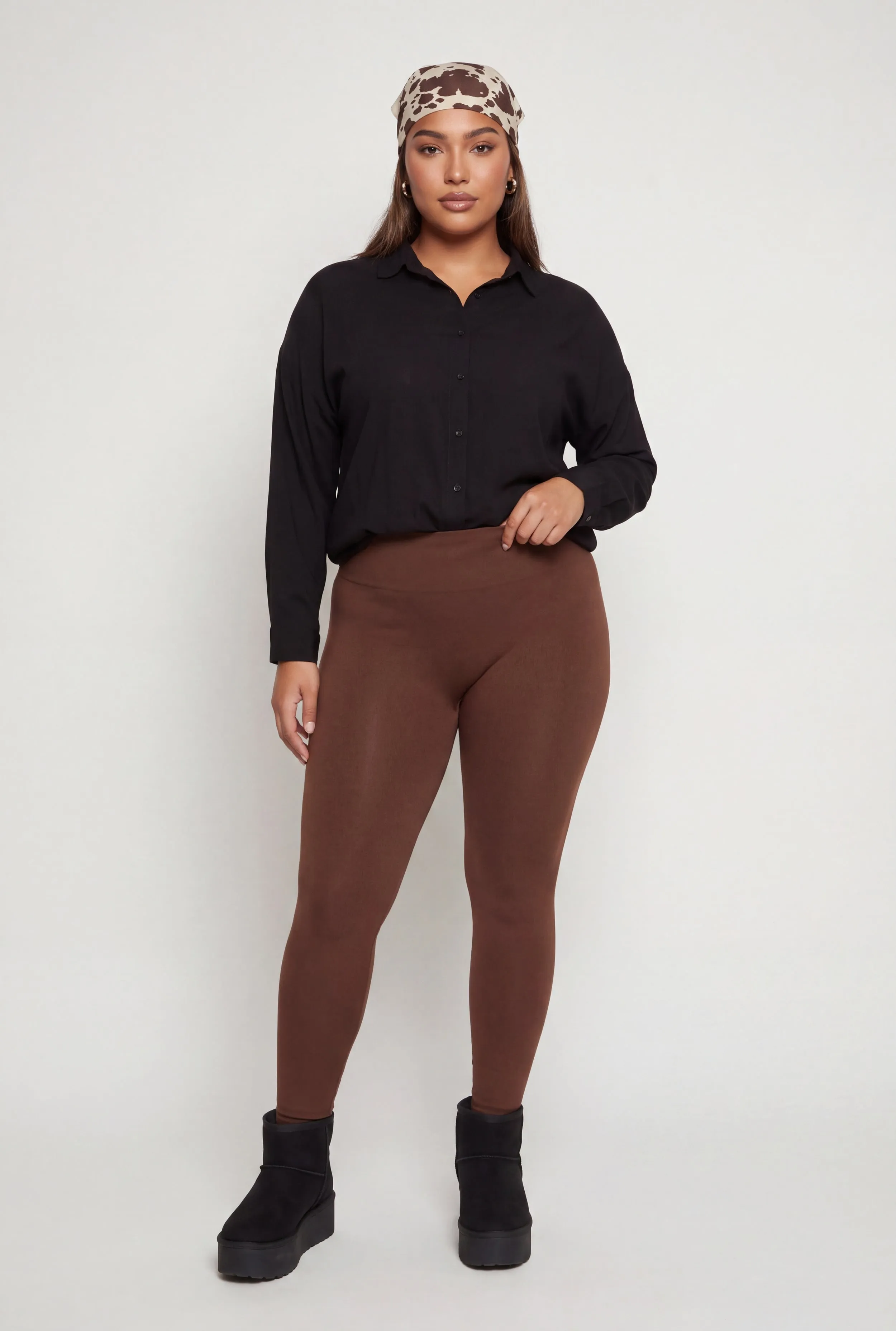 Plus Size High Waisted Fleece Lined Seamless Leggings sold by Rainbow product image thumbnail 3