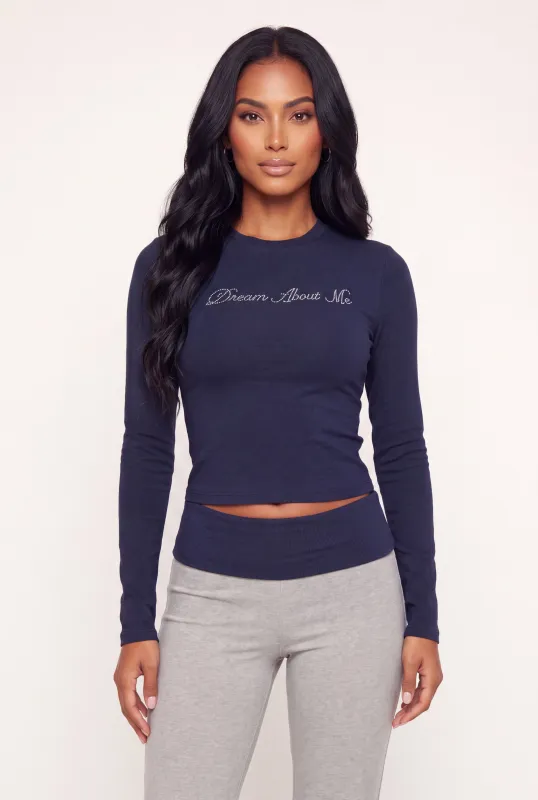 Dream About Me Rhinestone Long Sleeve Top made by iris