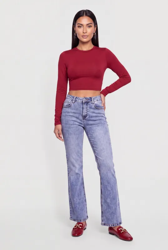 Crew Neck Long Sleeve Crop Top made by Daisy