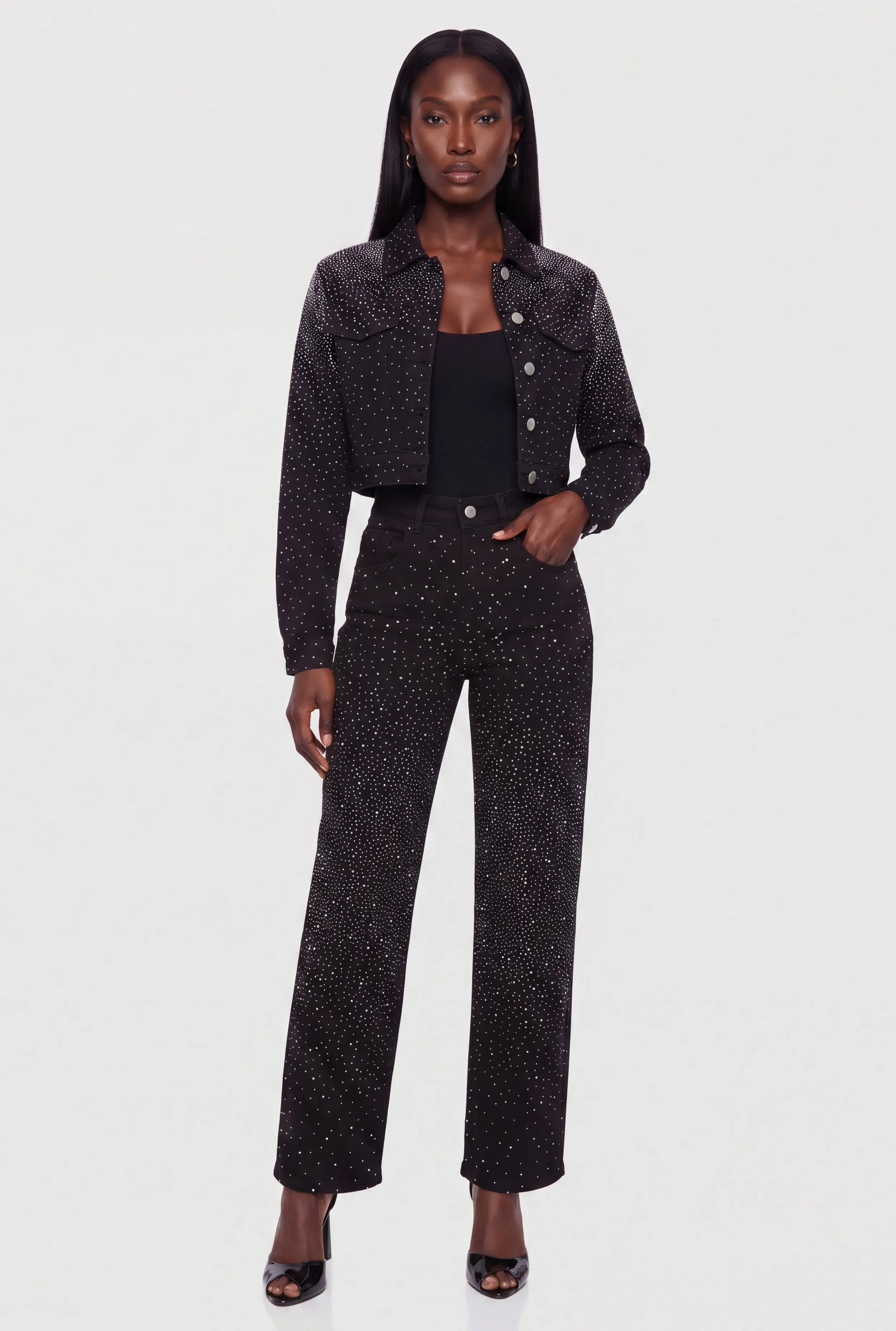 Rhinestone Straight Leg Jeans sold by Rainbow