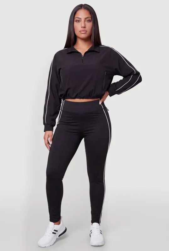 Plus Size Contrast Piping High Waisted Leggings made by Rainbow