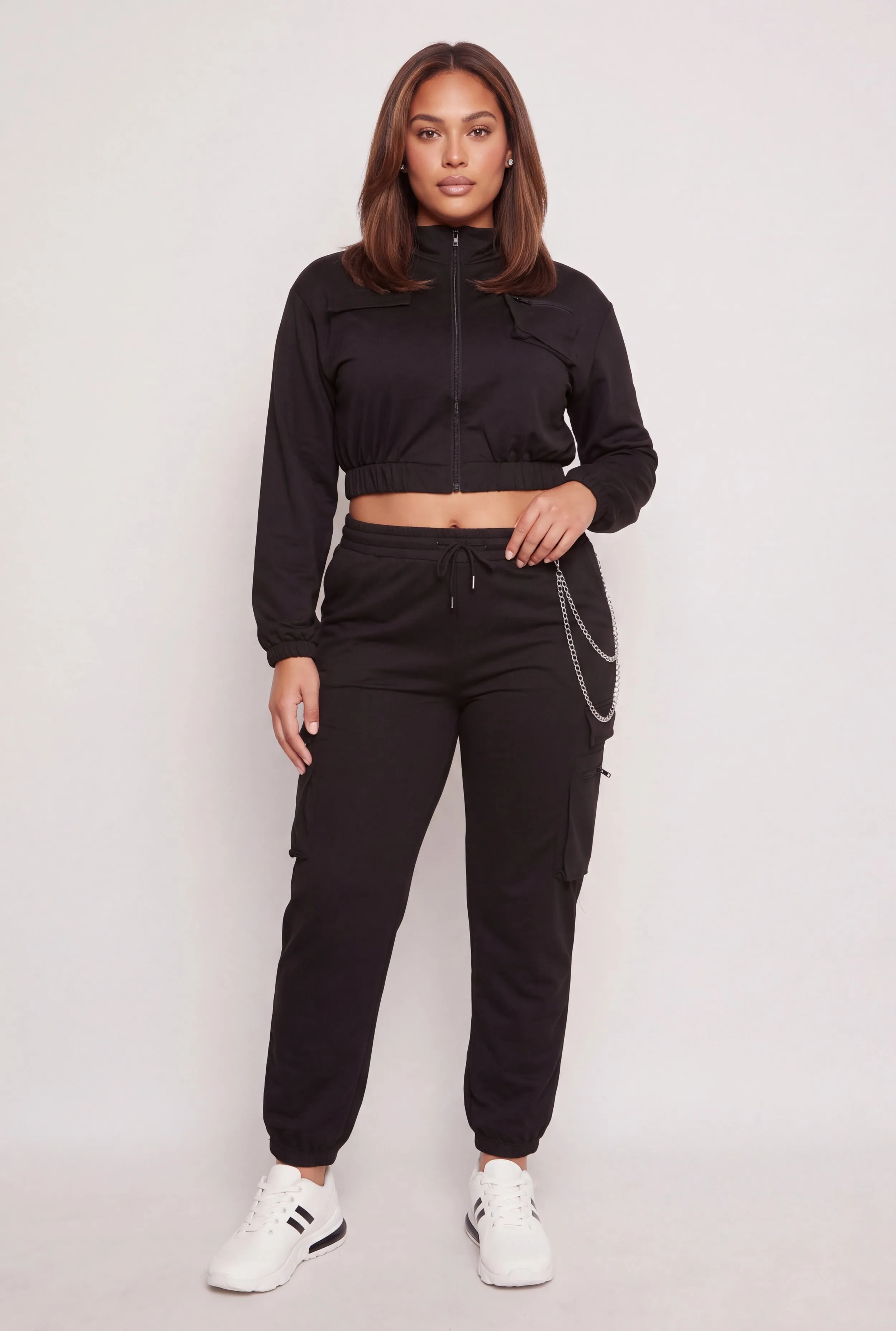 Plus Size Chain Detail Drawstring Waist Cargo Joggers sold by Rainbow product image thumbnail 2