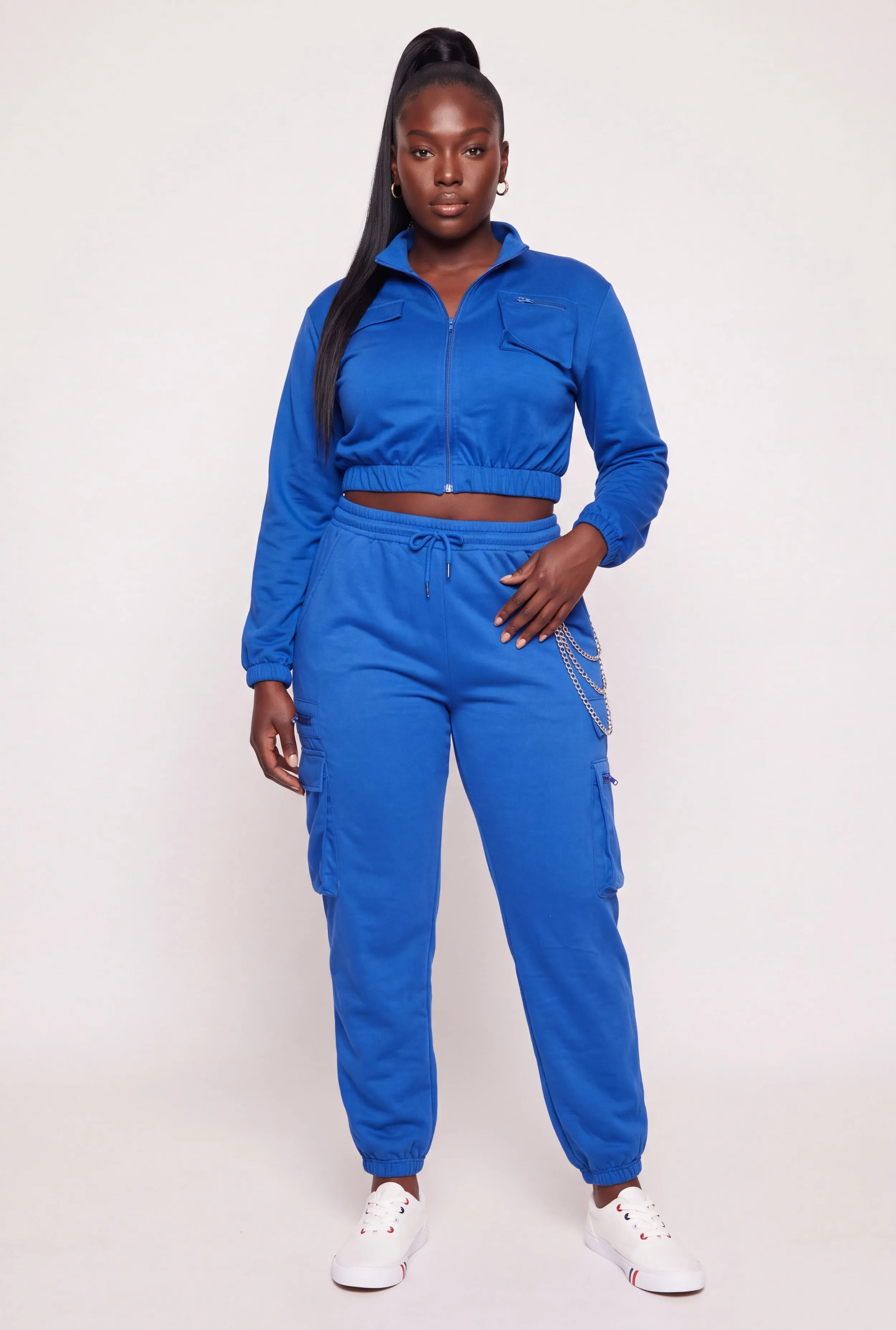 Plus Size Chain Detail Drawstring Waist Cargo Joggers sold by Rainbow product image thumbnail 5