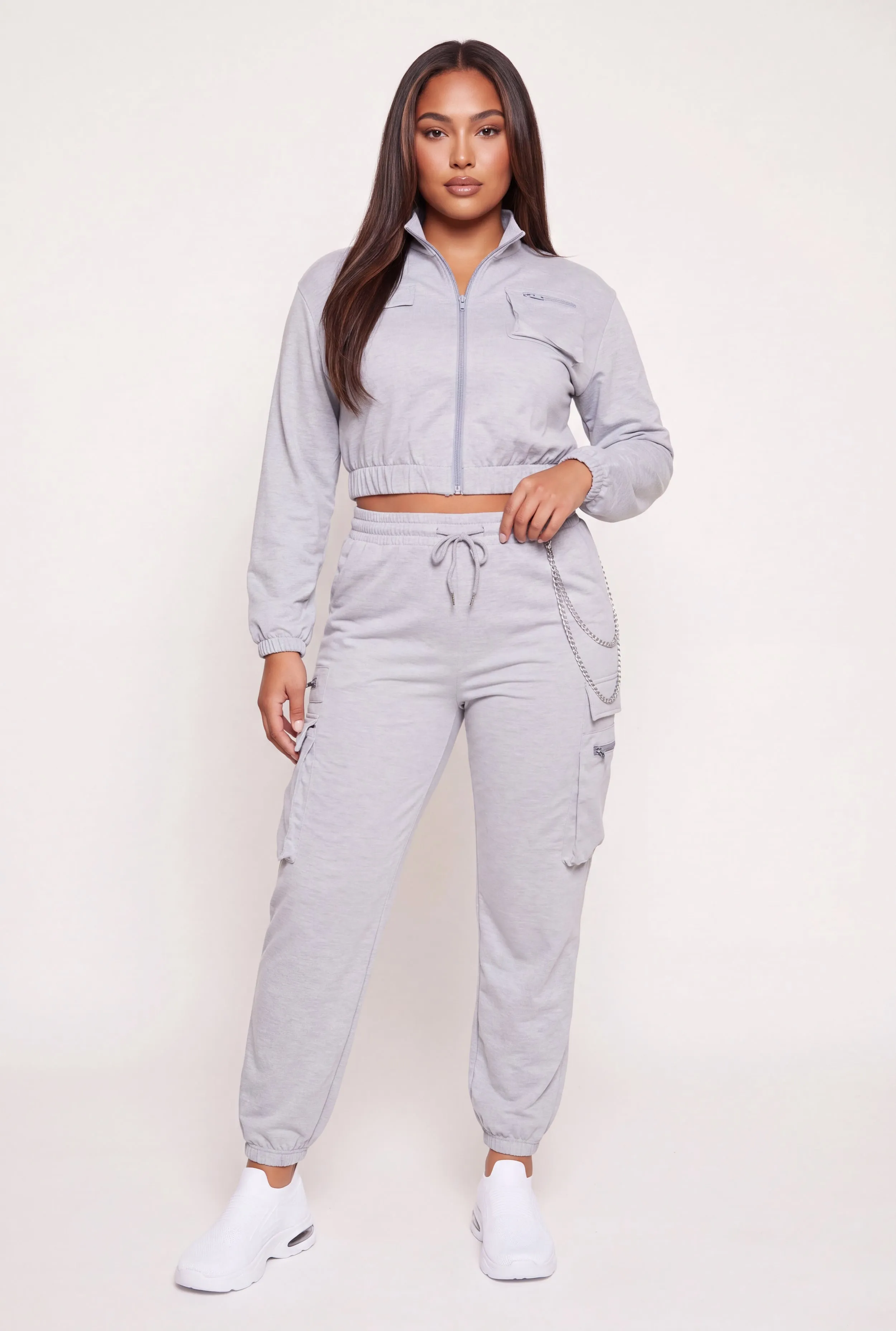 Plus Size Chain Detail Drawstring Waist Cargo Joggers sold by Rainbow product image thumbnail 3