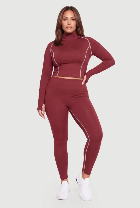 Plus Size Contrast Piping Trim Leggings made by Rainbow