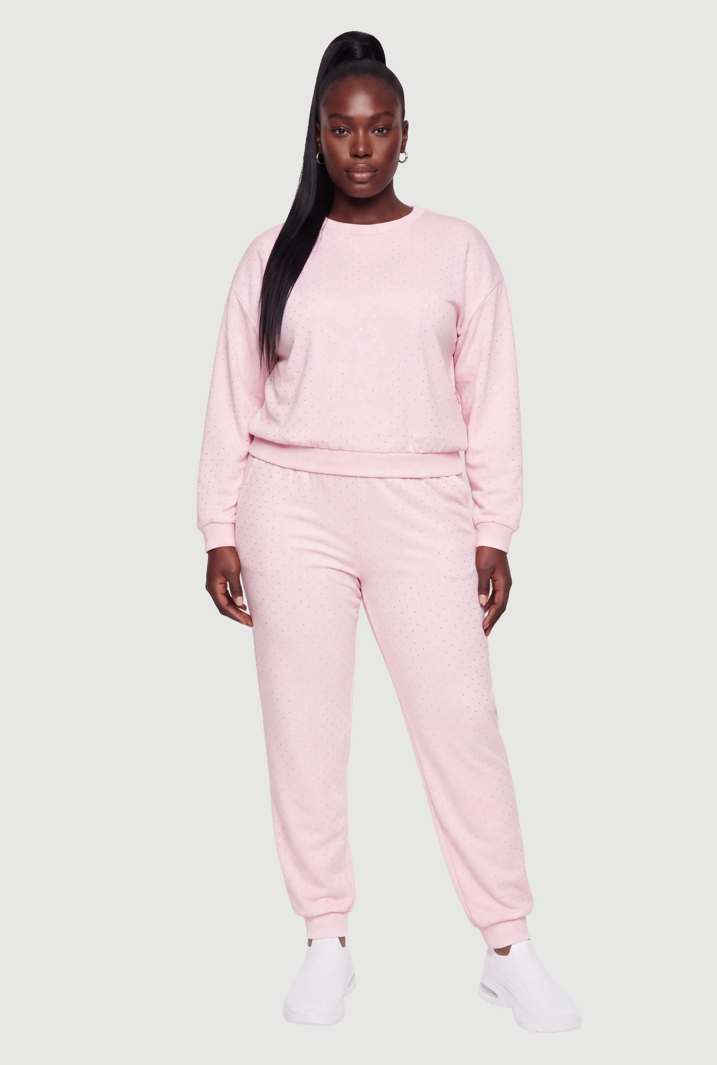 Plus Size High Waisted Fleece Joggers with Rhinestones sold by Rainbow product image thumbnail 3