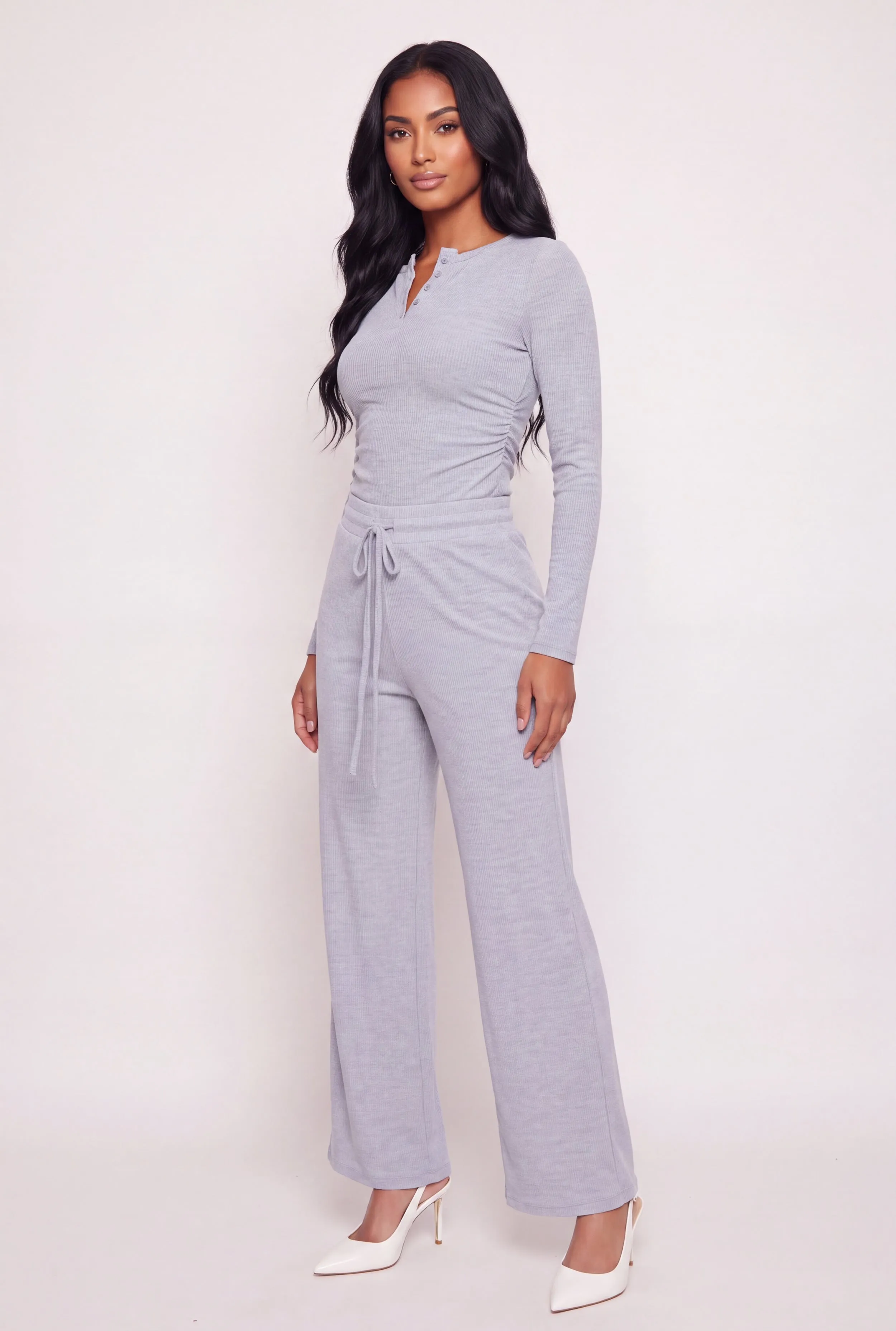 Drawstring Waist Wide Leg Pull On Casual Pants sold by Rainbow product image thumbnail 2