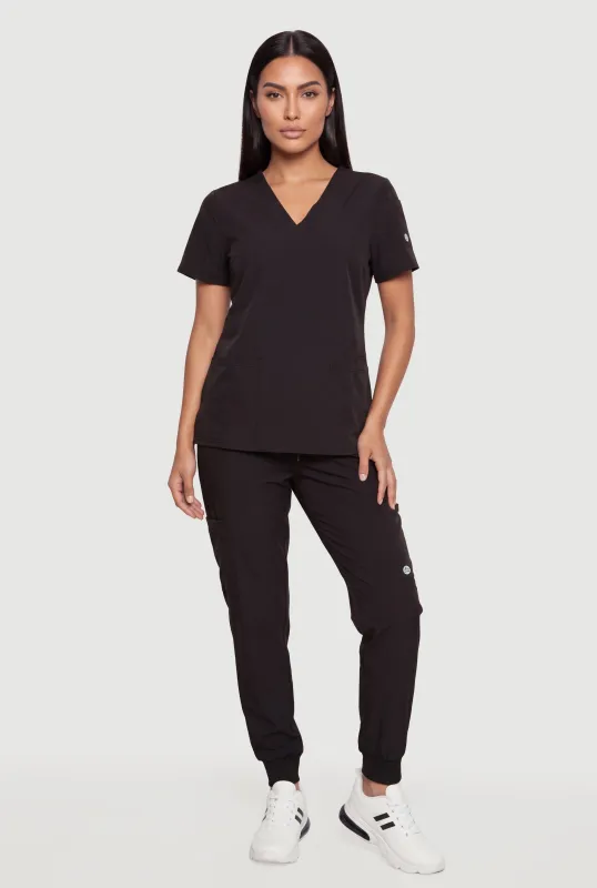 Short Sleeve V-Neck Scrub Top and Joggers Set made by RBX