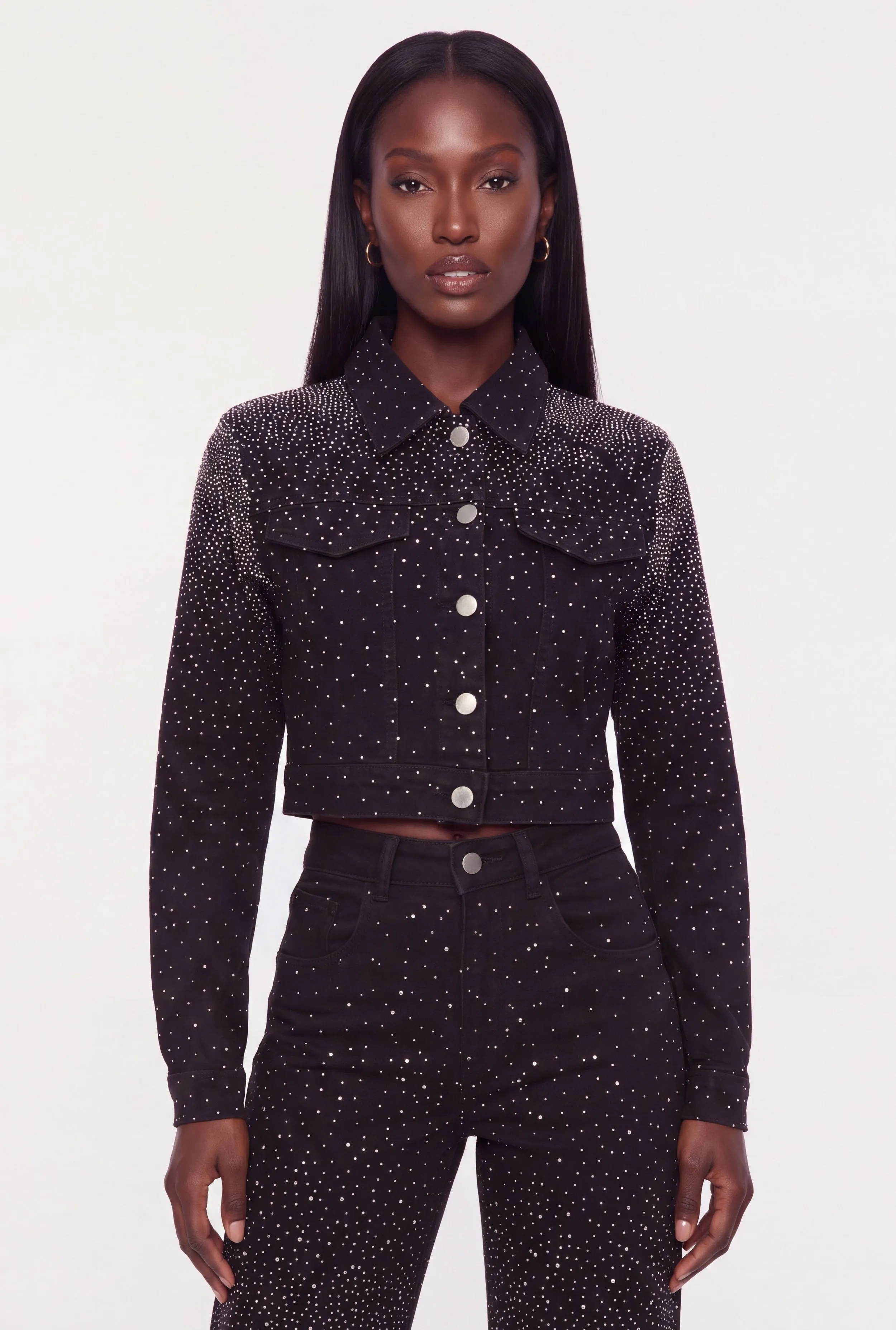 Rhinestones Cropped Denim Jacket sold by Rainbow product image thumbnail 2