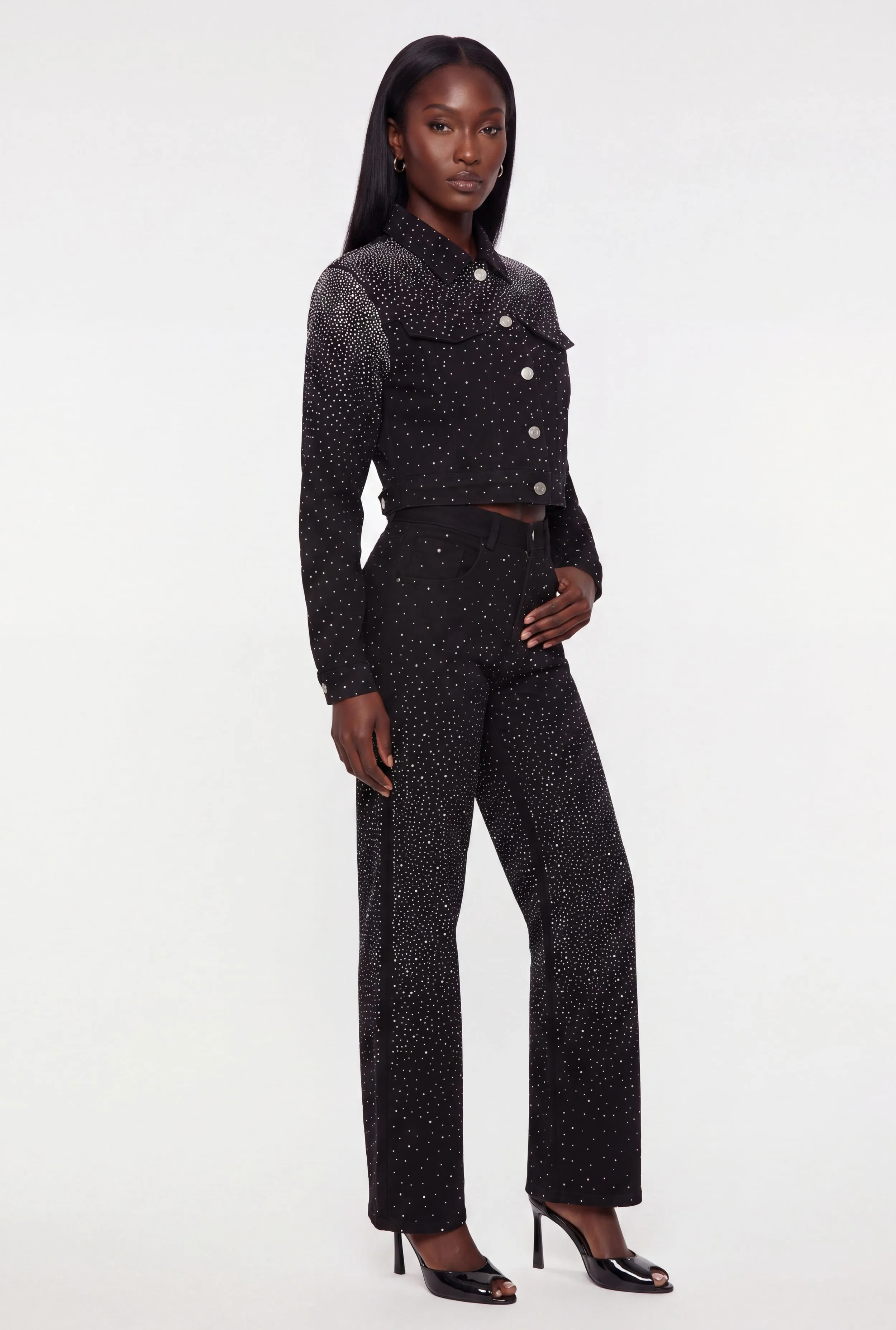 Rhinestones Cropped Denim Jacket sold by Rainbow product image thumbnail 3