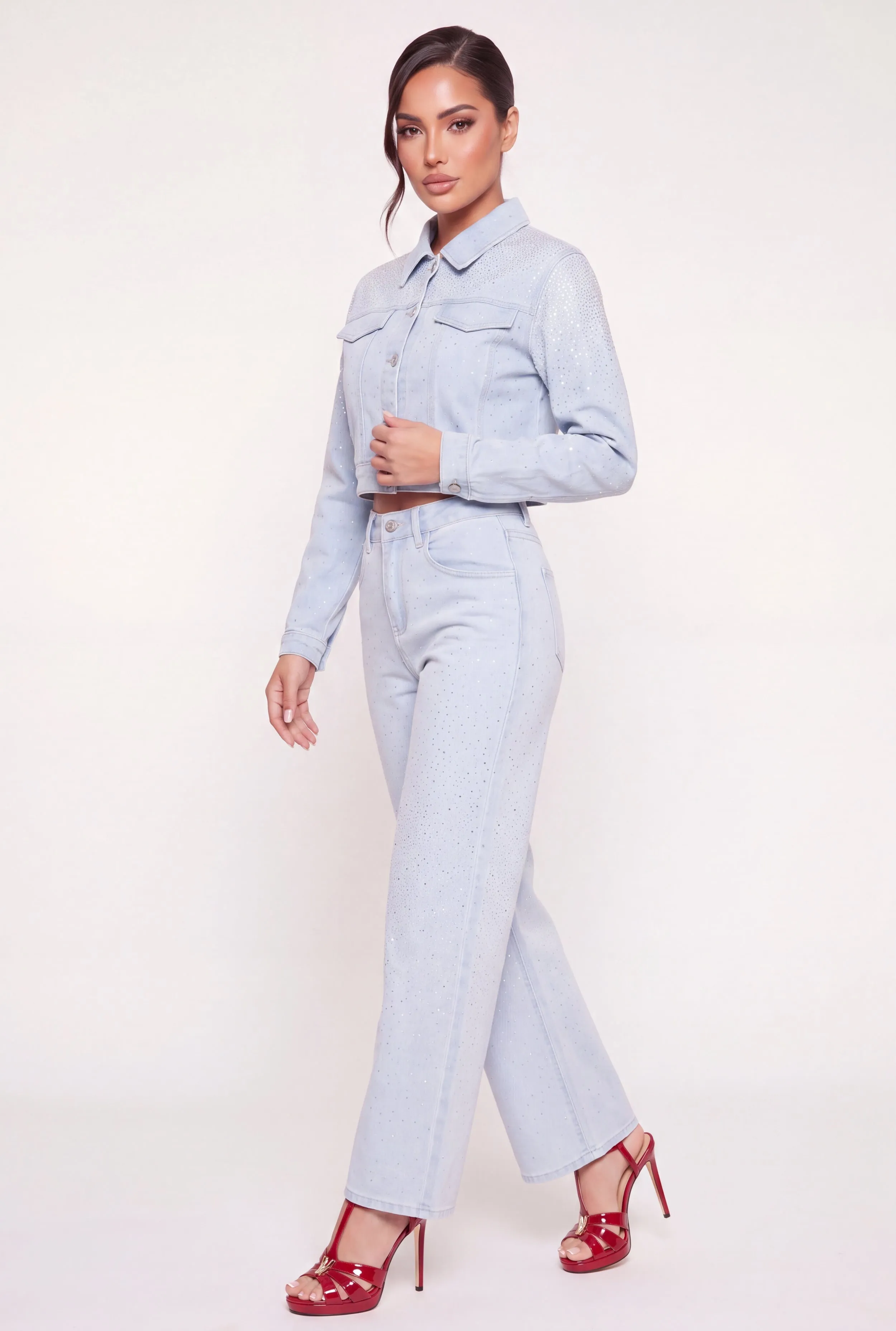 Rhinestone Straight Leg Jeans sold by Rainbow product image thumbnail 2