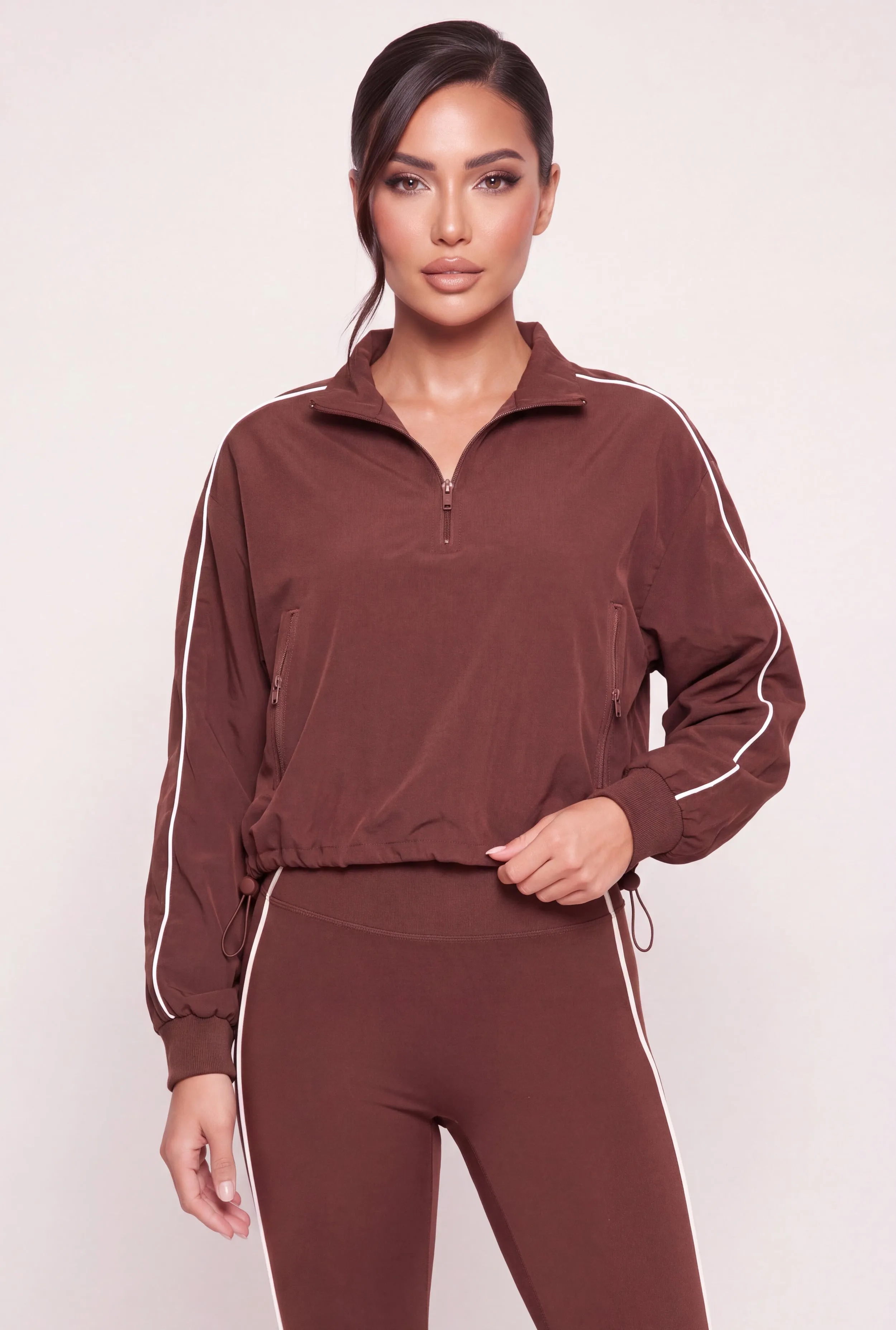 Toggle Drawstring Hem Contrast Piping Trim Windbreaker sold by Rainbow product image thumbnail 2