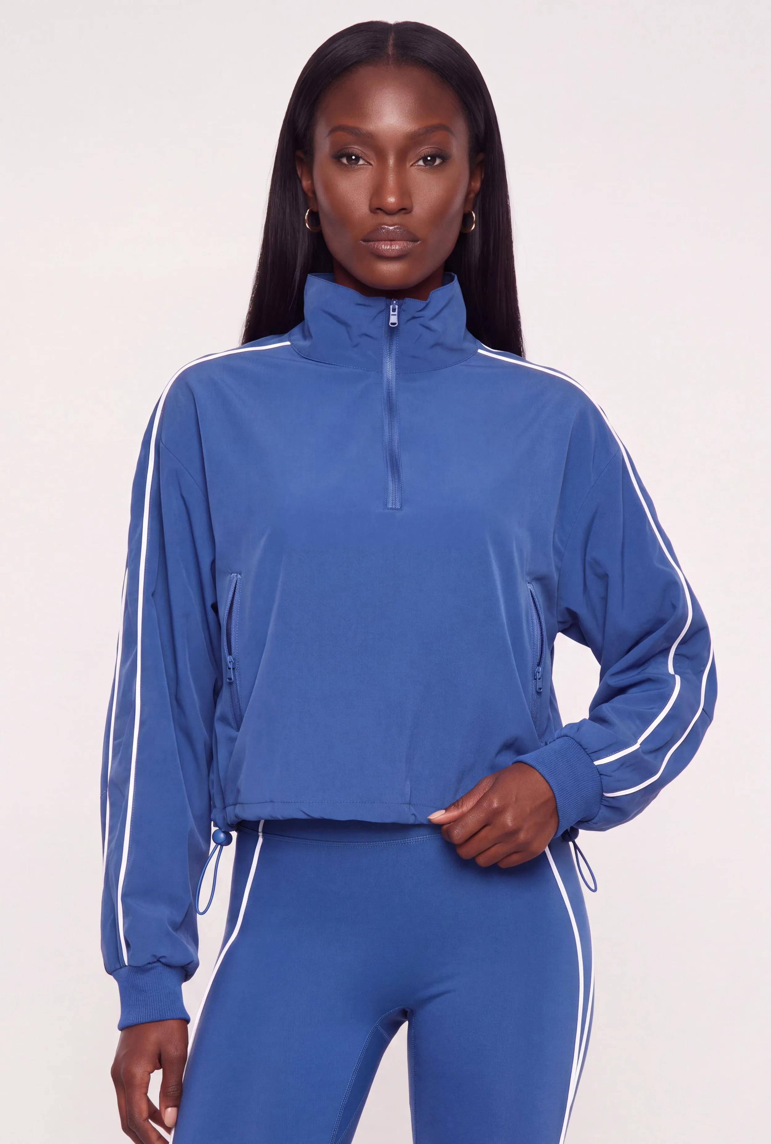 Toggle Drawstring Hem Contrast Piping Trim Windbreaker sold by Rainbow product image thumbnail 3