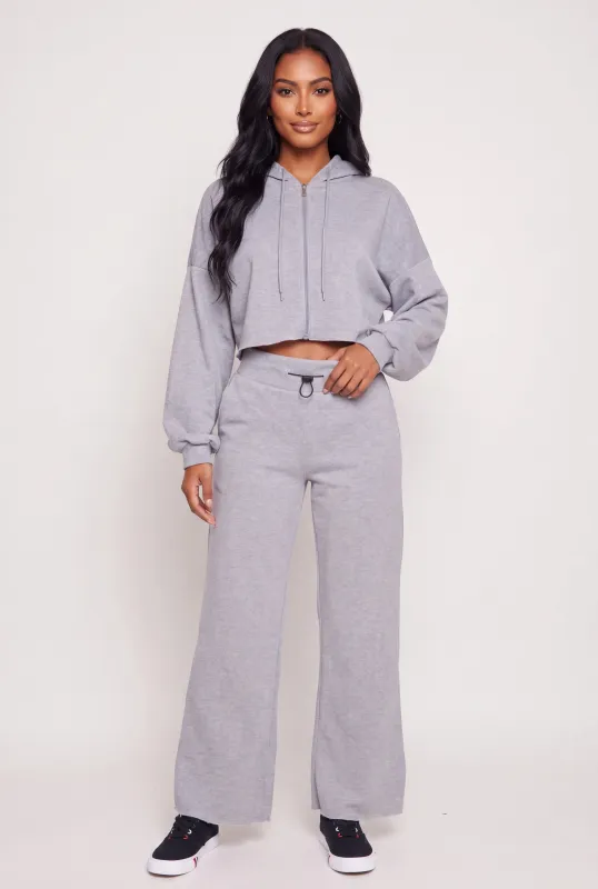 Toggle Drawstring Waist Raw Hem Sweatpants made by Rainbow
