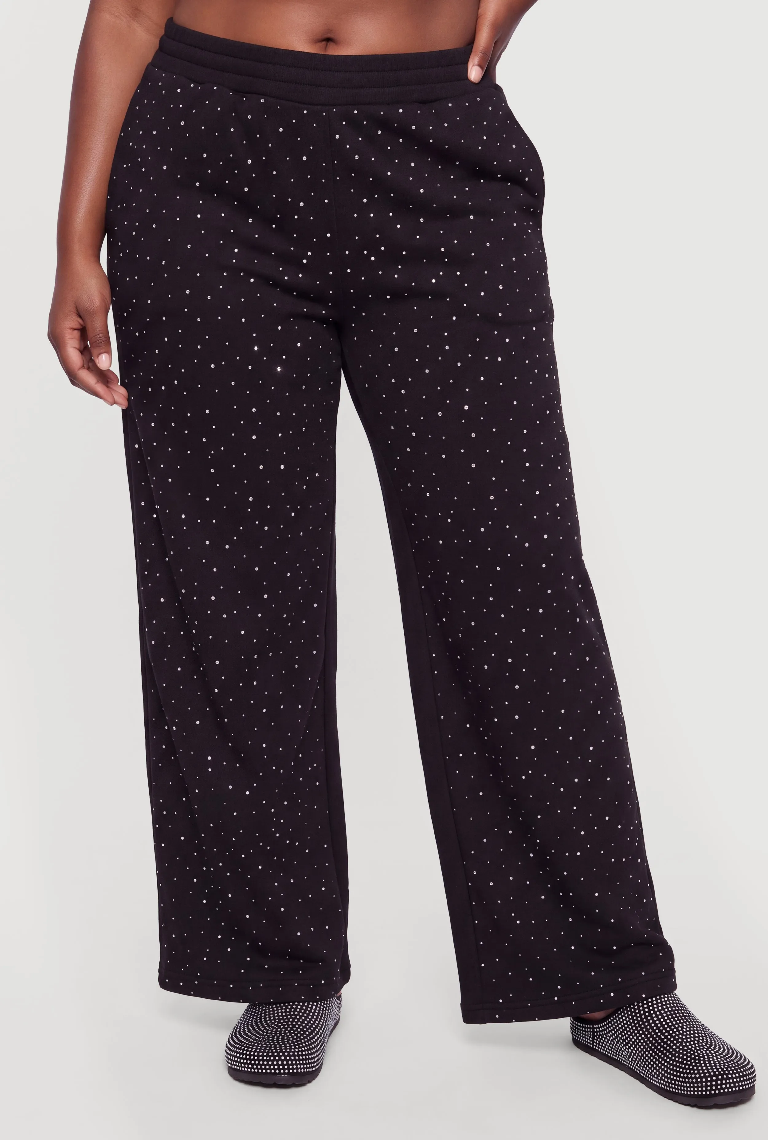 Plus Size Rhinestone High Waisted Wide Leg Sweatpants sold by Rainbow product image thumbnail 3