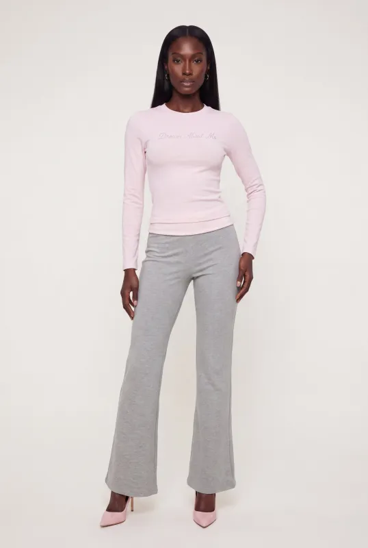 Contrast Waistband Fold Over Flared Pants made by iris