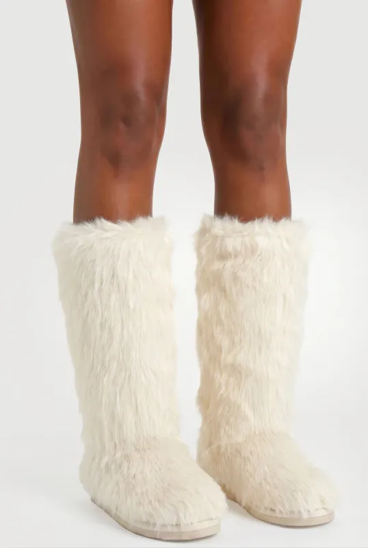 Faux Fur Mid Calf Boots made by Rainbow