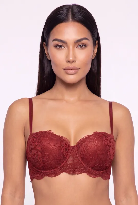 Scalloped Trim Lace Convertible Balconette Bra made by Rainbow