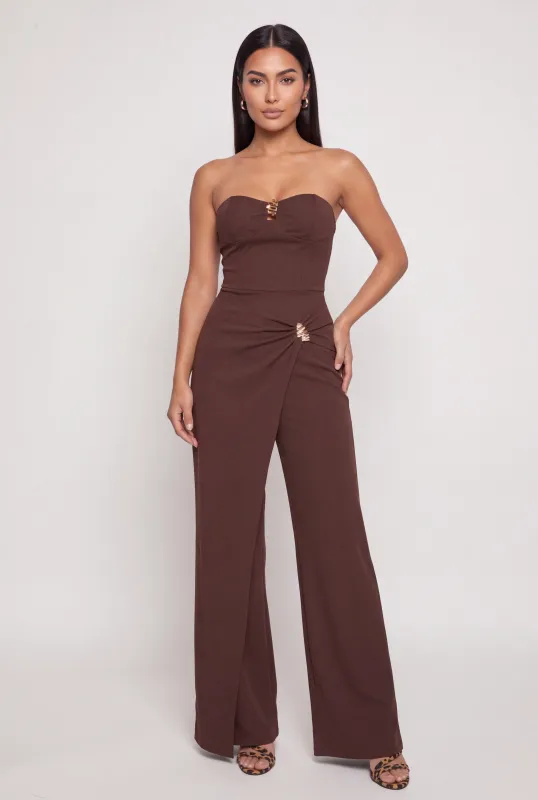 Metallic Detail Flap Overlay Tube Jumpsuit made by Almost Famous
