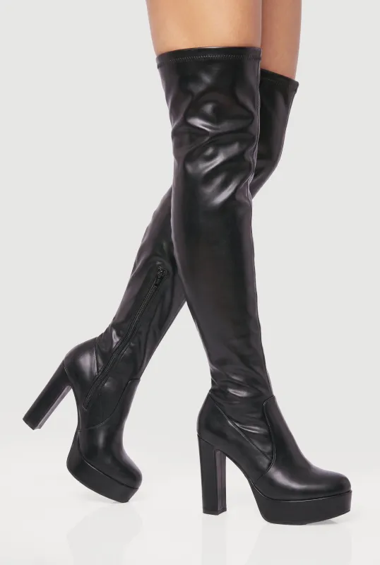 Thigh High Platform Boots made by Rainbow
