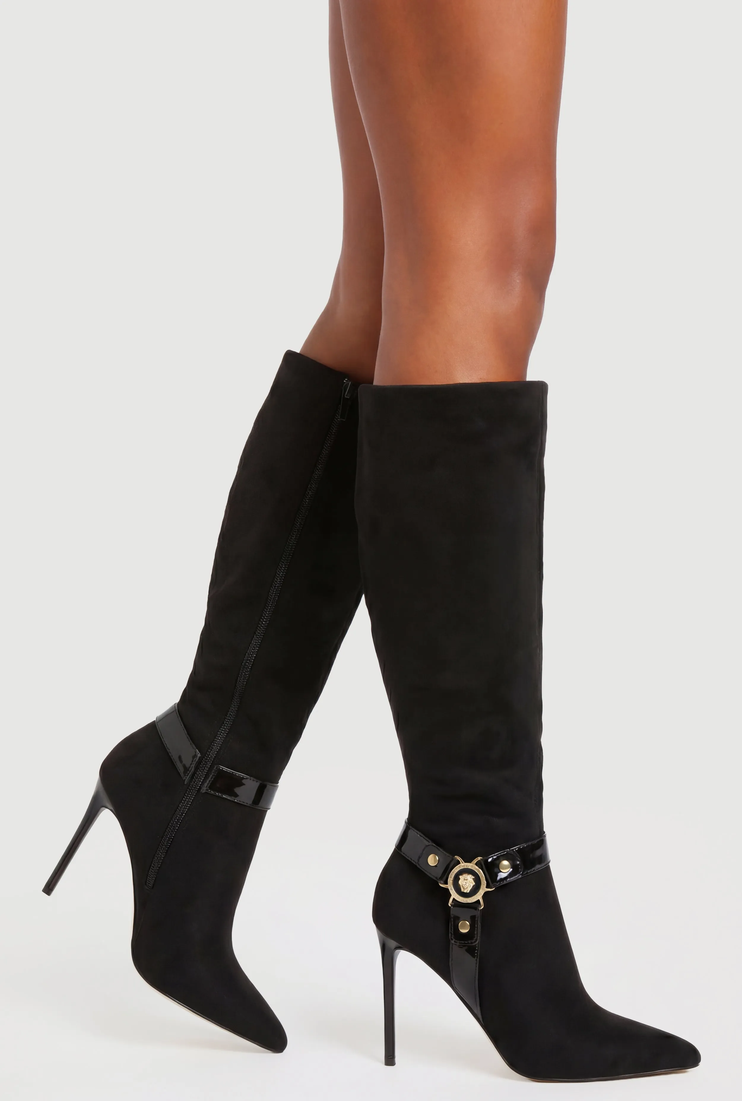 Metallic Charm Pointed Toe Knee High Boots sold by Rainbow