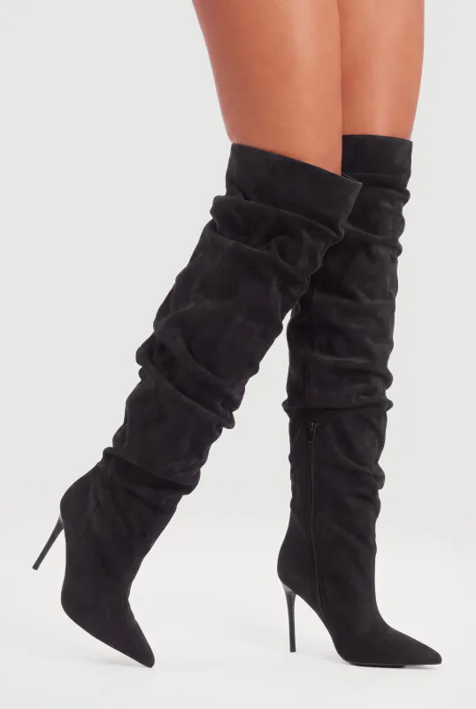 Over The Knee Pointed Toe Stiletto Boots made by Rainbow