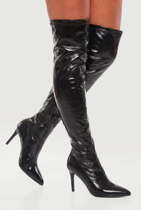 Pointed Toe High Heel Over The Knee Boots made by Rainbow