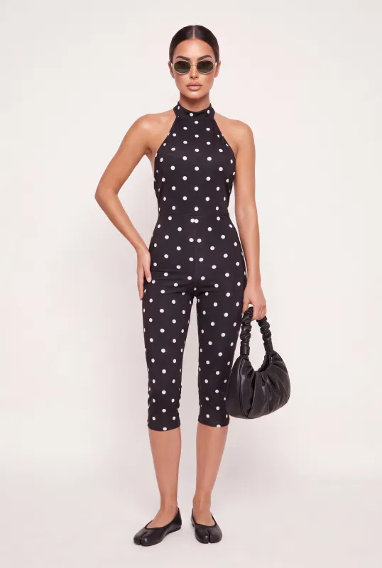 Polka Dot Halter Capri Jumpsuit made by Rainbow