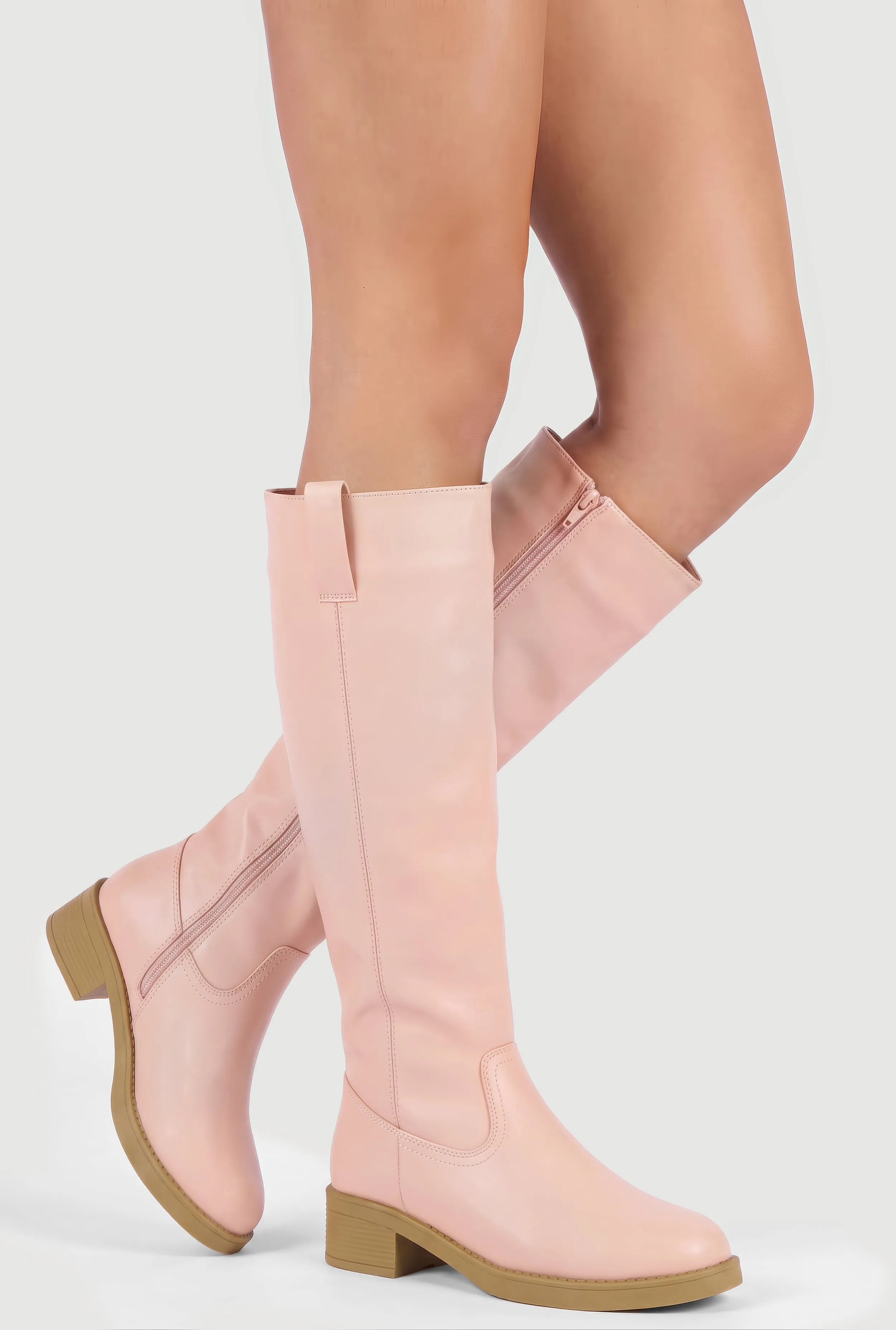 Faux Leather Round Toe Side Zip Boots sold by Rainbow