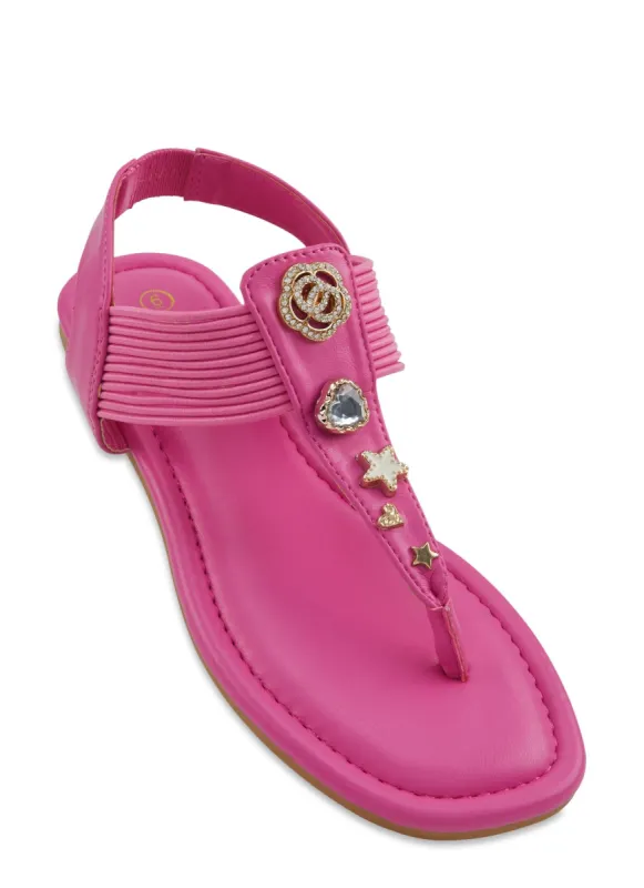 Charm Pendant Corded Thong Sandals sold by Rainbow