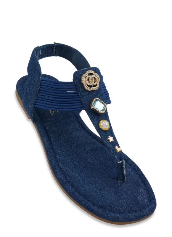 Charm Pendant Corded Thong Sandals sold by Rainbow