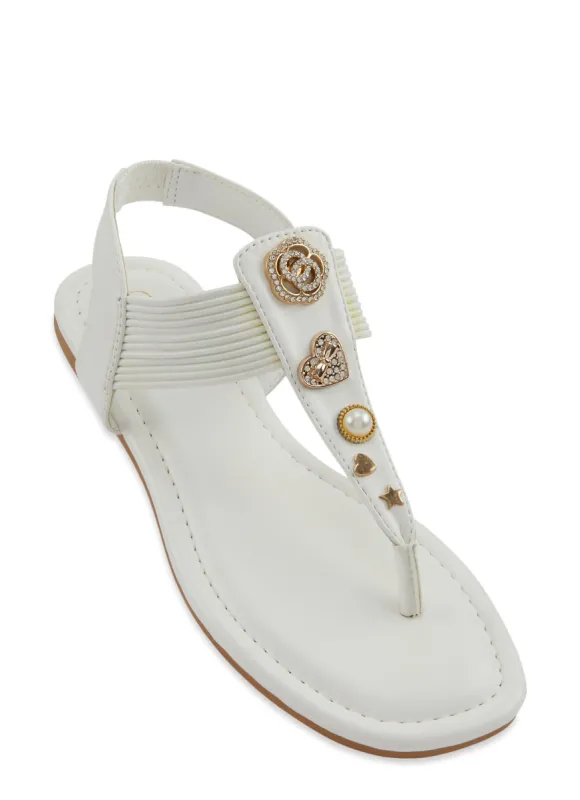 Charm Pendant Corded Thong Sandals sold by Rainbow